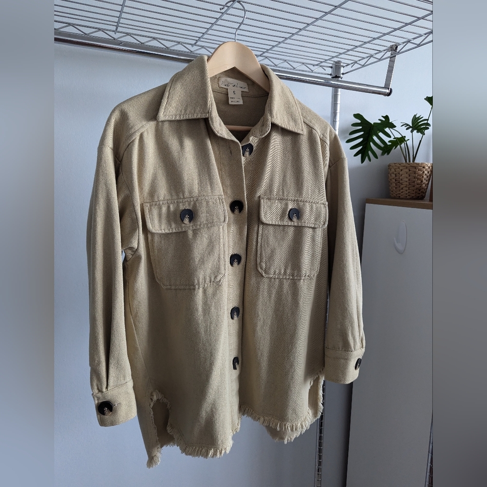 Lost In Lunar (UO Brand) Chic Beige Button-Up Shacket